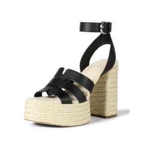 NEW! The Drop Heels Duchess Natural Raffia Buckle Strap Platform Sandal Size 8.5